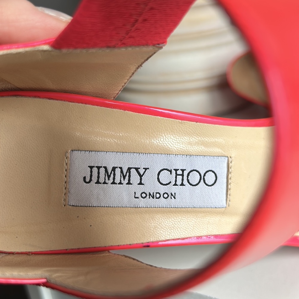 Jimmy Choo patent leather D’Orsay pumps iridescent pink 39.5 - Picture 8 of 10